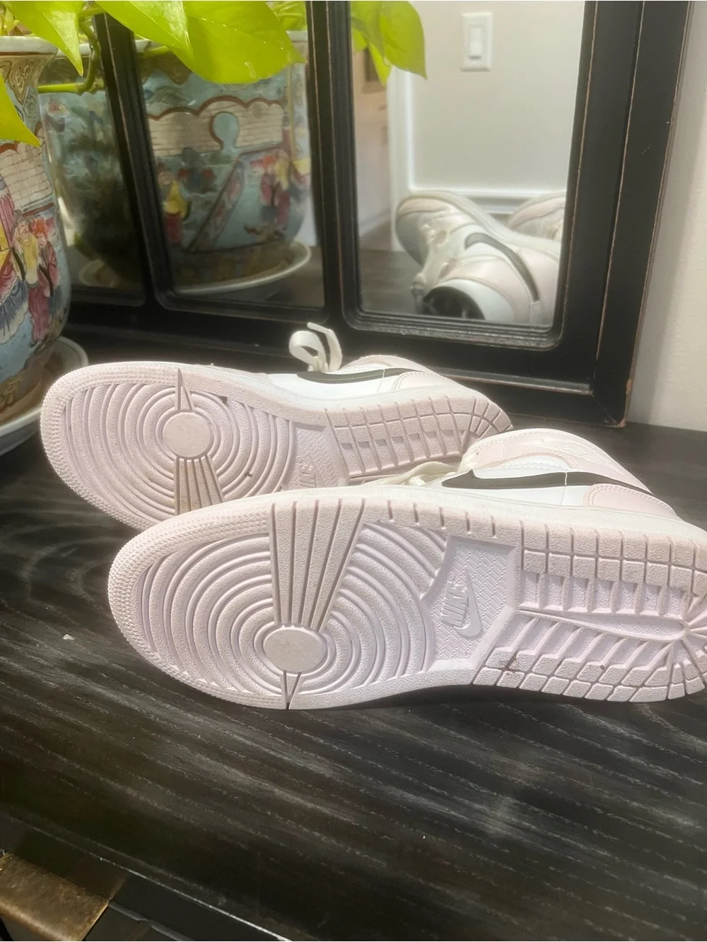 Nike Air Jordan 1 Mid Women’s Sneakers - White & Light Pink Youth Size 6